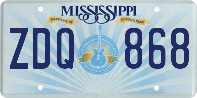 MS license plate ZDQ868