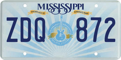 MS license plate ZDQ872