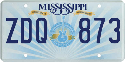 MS license plate ZDQ873