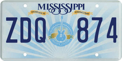 MS license plate ZDQ874