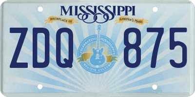 MS license plate ZDQ875