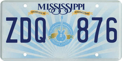 MS license plate ZDQ876