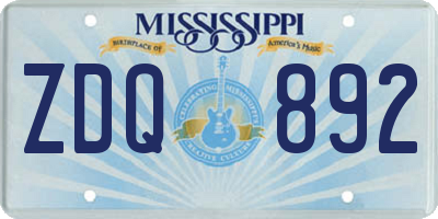 MS license plate ZDQ892
