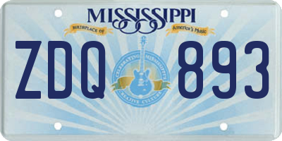 MS license plate ZDQ893