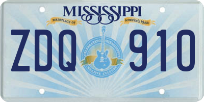 MS license plate ZDQ910