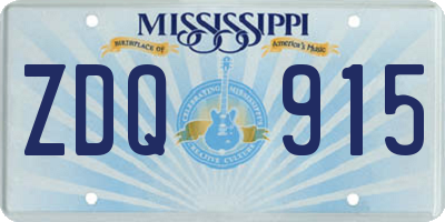 MS license plate ZDQ915