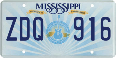 MS license plate ZDQ916