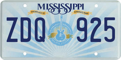 MS license plate ZDQ925
