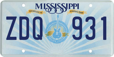 MS license plate ZDQ931