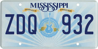 MS license plate ZDQ932
