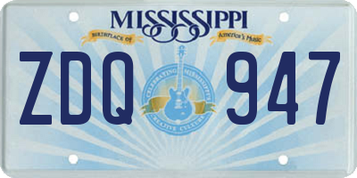 MS license plate ZDQ947