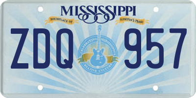 MS license plate ZDQ957