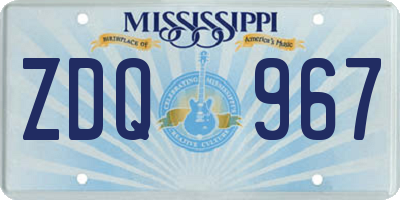 MS license plate ZDQ967