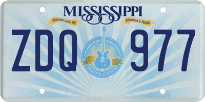MS license plate ZDQ977