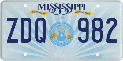 MS license plate ZDQ982