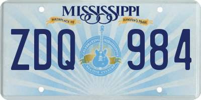 MS license plate ZDQ984