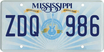 MS license plate ZDQ986