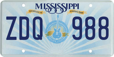 MS license plate ZDQ988
