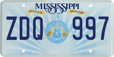 MS license plate ZDQ997