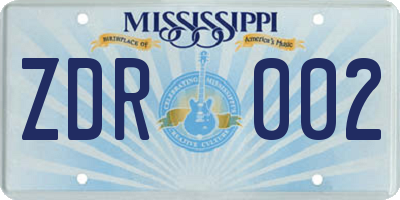 MS license plate ZDR002