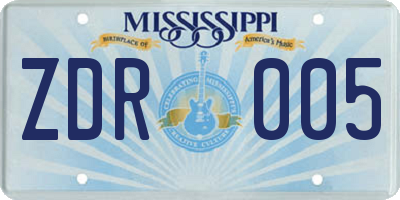 MS license plate ZDR005