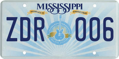MS license plate ZDR006