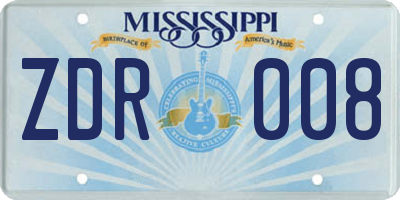 MS license plate ZDR008