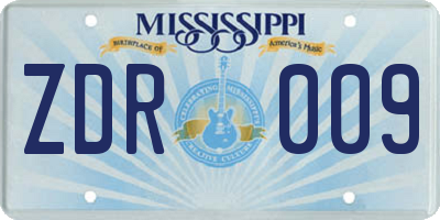 MS license plate ZDR009