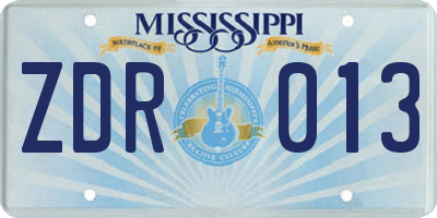 MS license plate ZDR013
