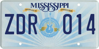 MS license plate ZDR014