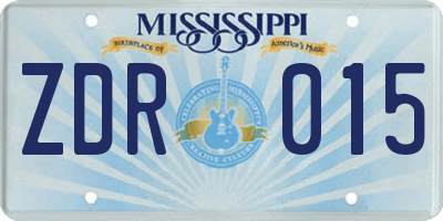 MS license plate ZDR015