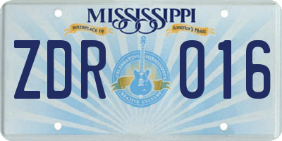 MS license plate ZDR016