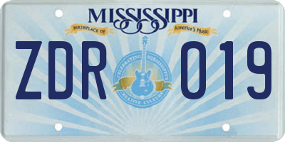 MS license plate ZDR019