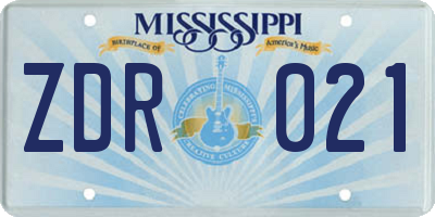 MS license plate ZDR021