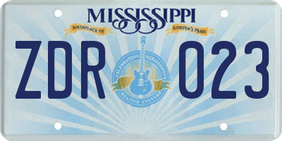 MS license plate ZDR023