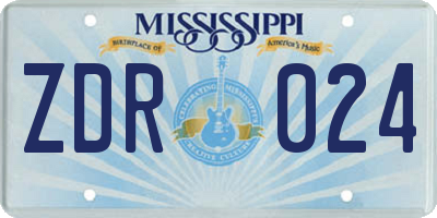 MS license plate ZDR024