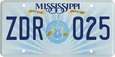 MS license plate ZDR025