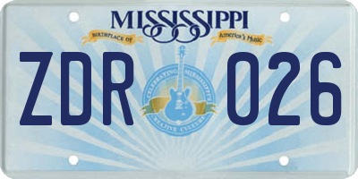 MS license plate ZDR026