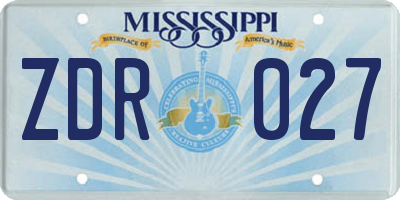 MS license plate ZDR027