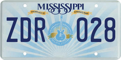 MS license plate ZDR028
