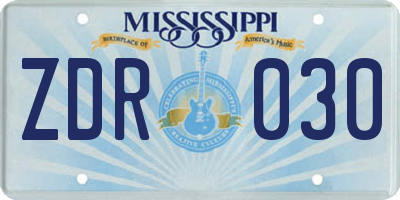 MS license plate ZDR030