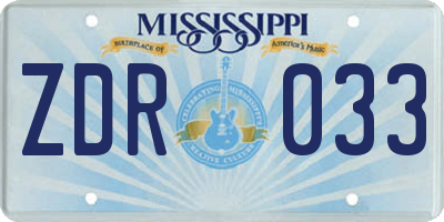 MS license plate ZDR033