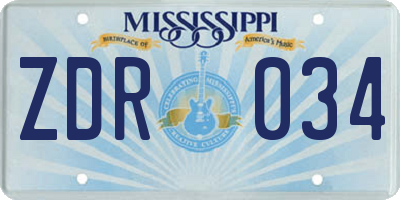 MS license plate ZDR034