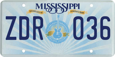 MS license plate ZDR036