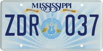 MS license plate ZDR037
