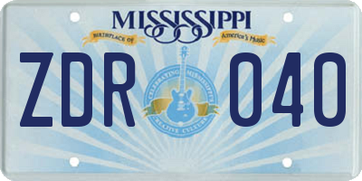 MS license plate ZDR040