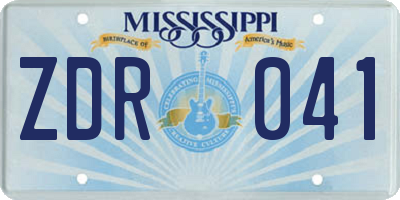 MS license plate ZDR041