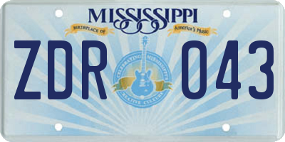 MS license plate ZDR043