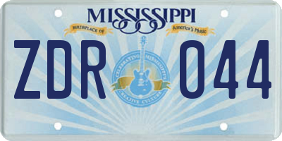 MS license plate ZDR044