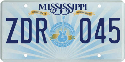 MS license plate ZDR045